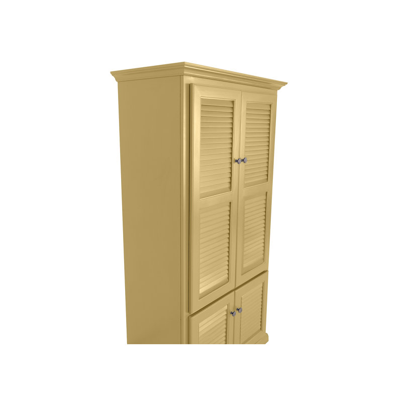 Double Wide Solid Wood Kitchen Pantry with shutter doors, Cupola Yellow