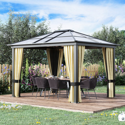 10X12 Gazebo With Polycarbonate Roof & Aluminum Frame, Creating Outdoor 10' X 12' Roof, Frame For Backyard Deck
