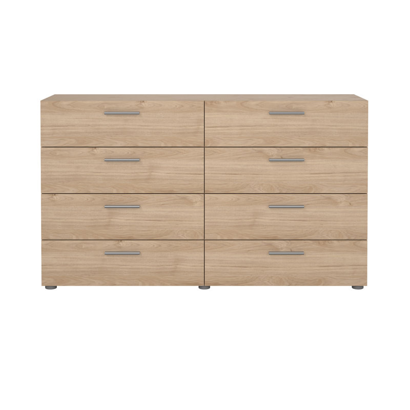 Gianna 8 Drawer 55.12" W Double Dresser, Jackson Hickory