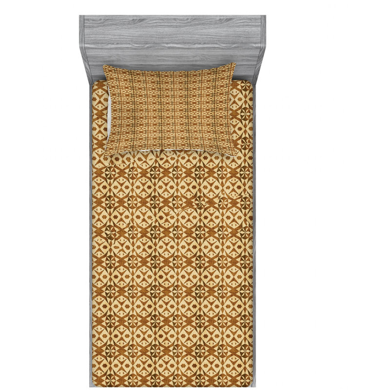 Microfiber Geometric Sheet Set, Twin Sheet Set with Fitted Sheet