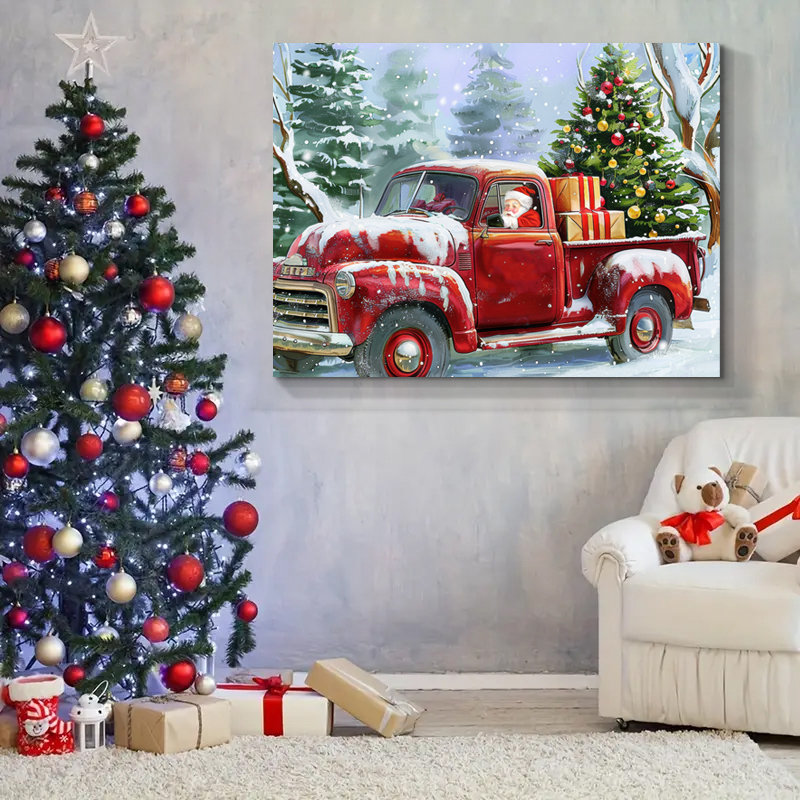Arbre de Noël, art mural sur toile, H 12 po x l 18 po