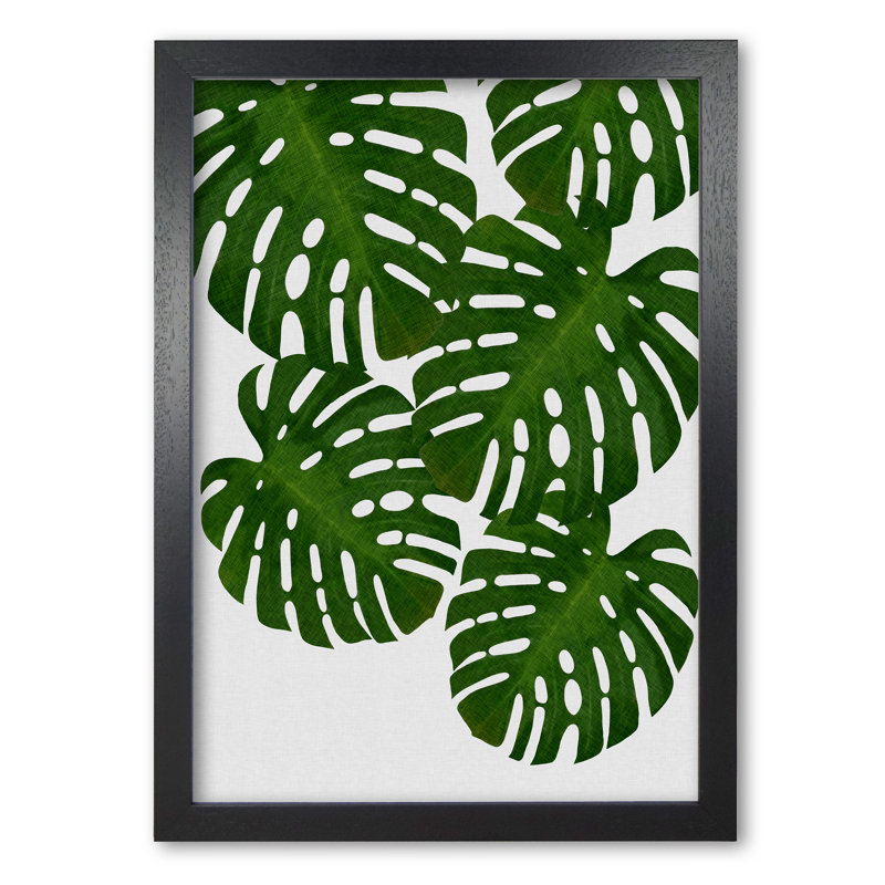 Monstera Leaf I - Print, 30 cm H x 21 cm W x 5 cm D, Black Grain Frame