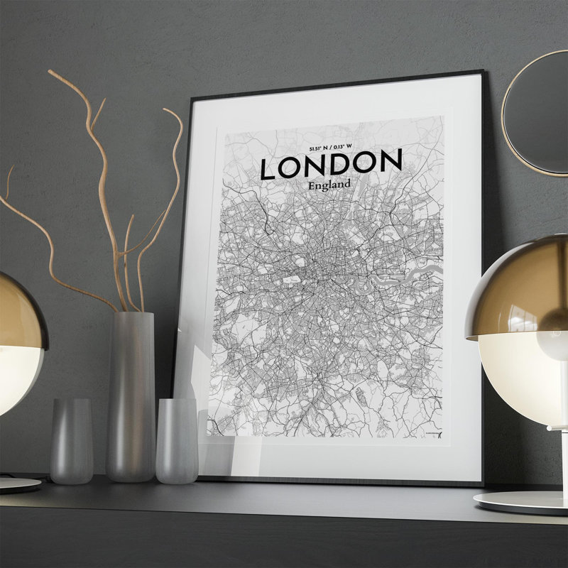 London City Map In Tones - No Frame Print, 27.6cm H x 19.7cm W x 0.05cm D