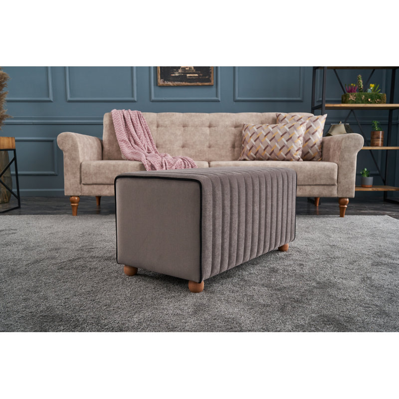 Teksas Laylanii Upholstered Ottoman Rectangular Pouf, Mint