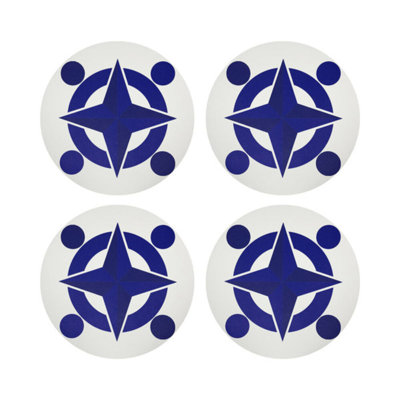 Constellations Compass Vegan Leather Round Coasters