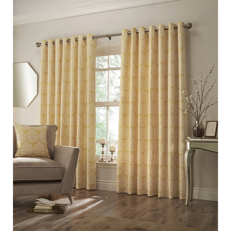 Horto Floral Eyelet Curtains, Blue, 229 W x 183 D cm