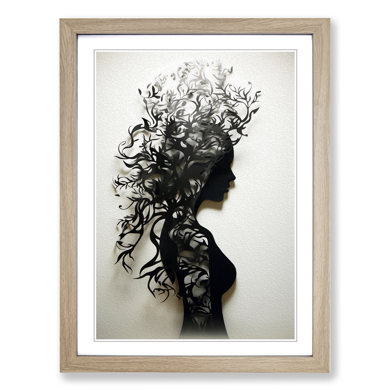 Woman Contemporary - Framed Print, 64cm H x 46cm W x 2cm D, Oak