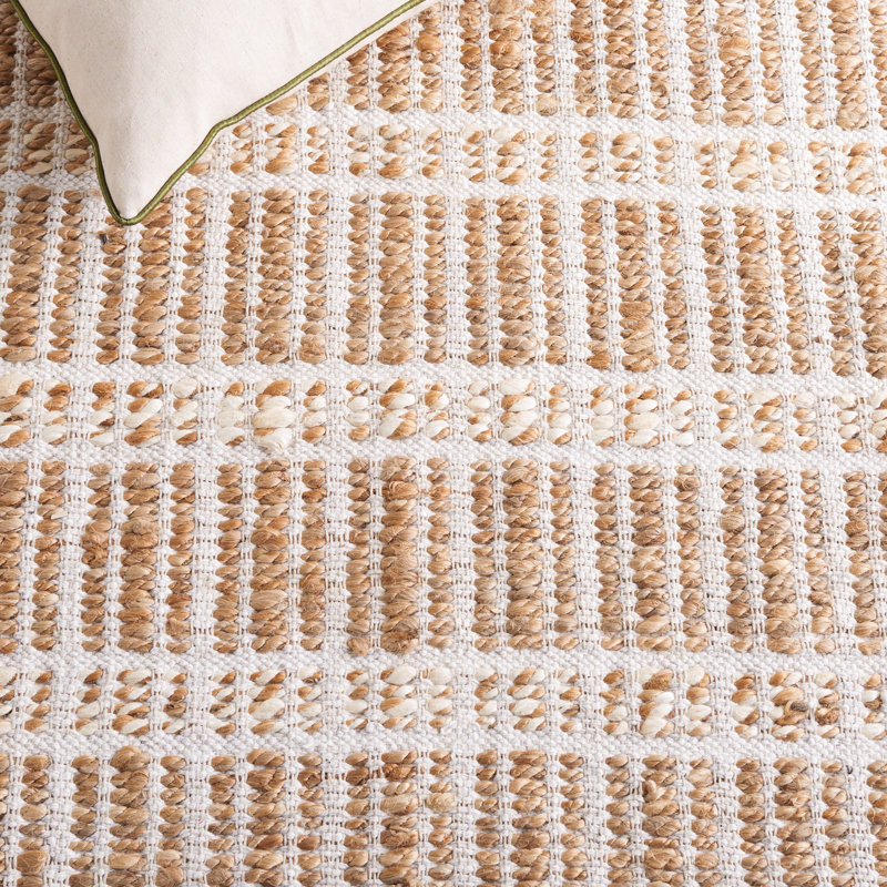 Tapis rayé ivoire / naturel Sonnier, Rectangle 5 pi x 8 pi