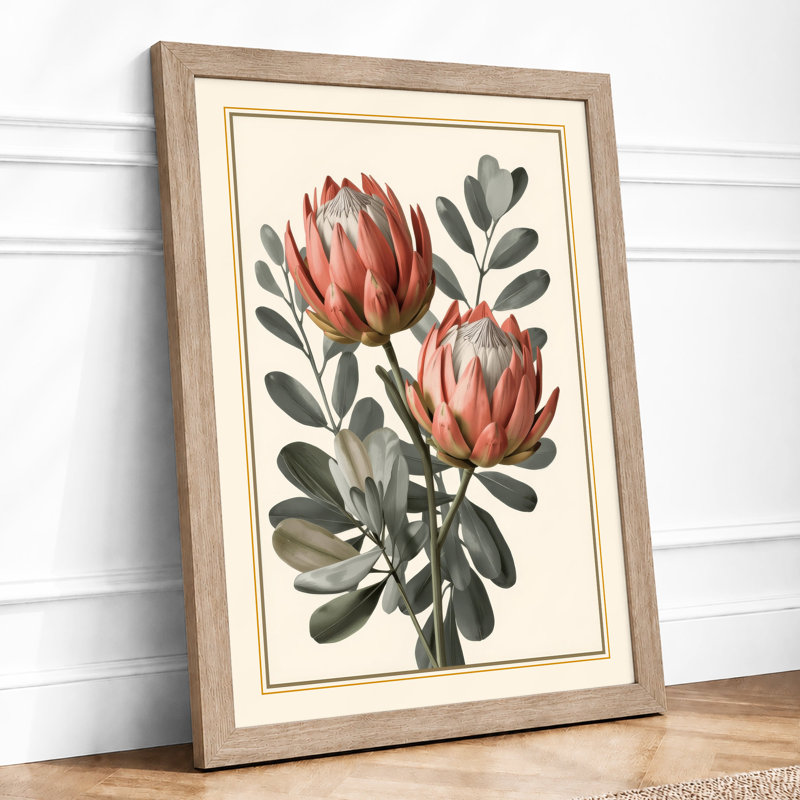 Protea Studies Botanical - Framed Print, Oak, A4 - 29.7 x 21.0 cm