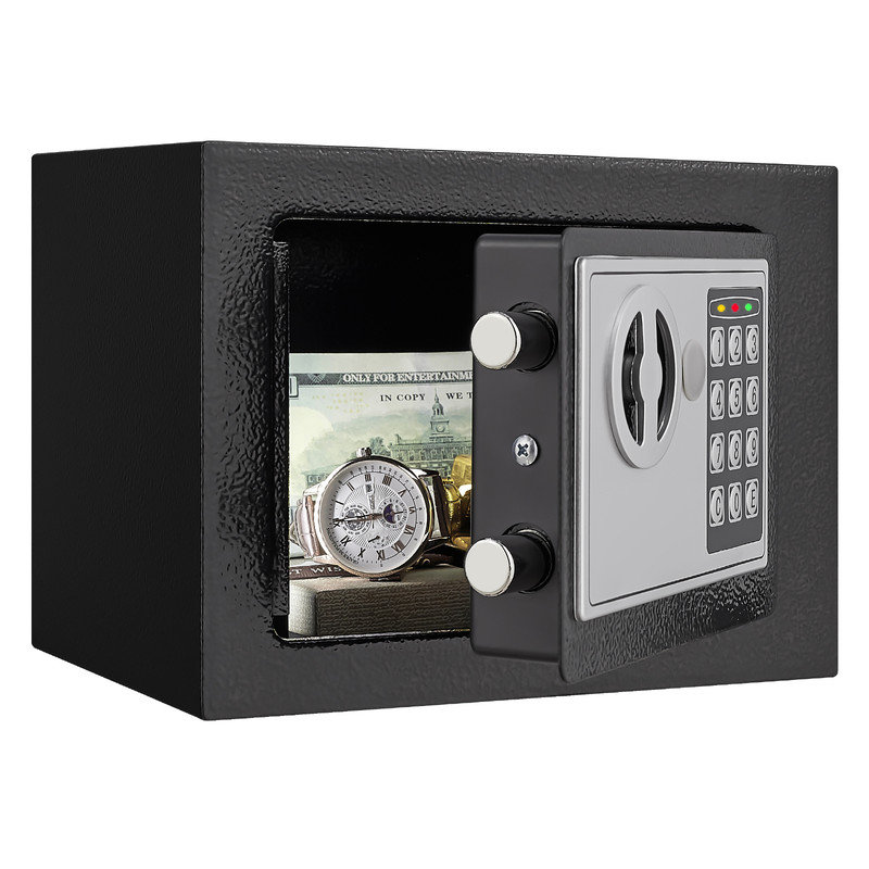 Coffre-fort sécuritaire avec clé et mot de passe Coffre-fort pour la maison, petit coffre-fort de 0,23 pi³, mini armoire de rangement, convient à un usage domestique, peut contenir de l'argent, des documents et des objets de valeur