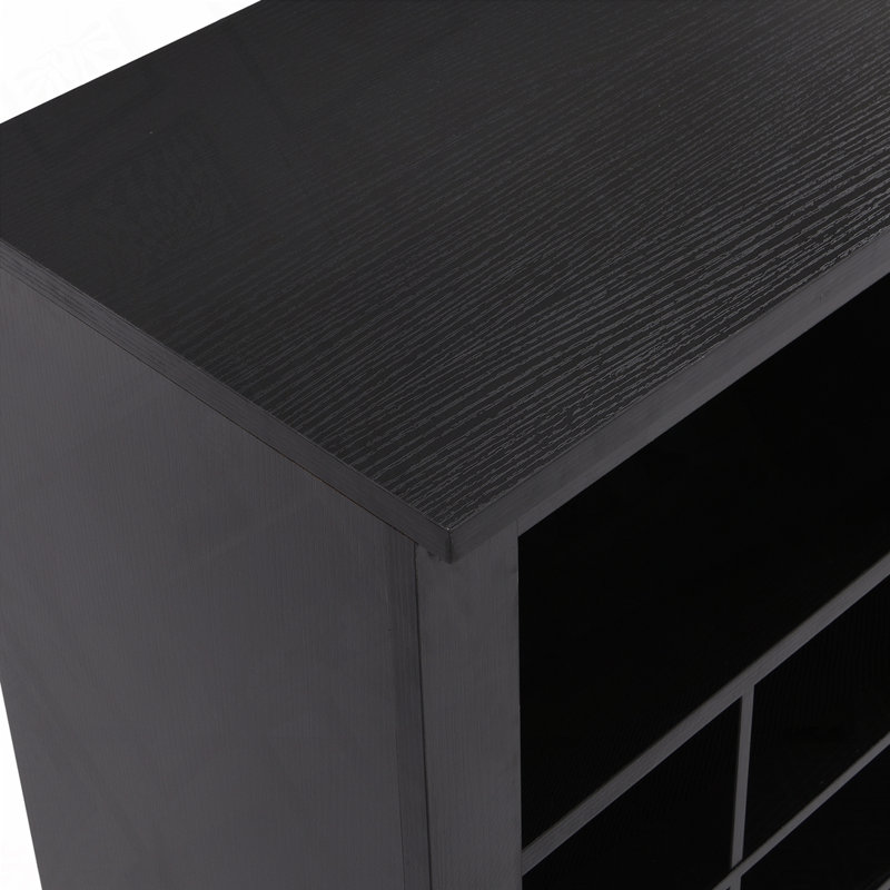 Modern 24-Cubby Shoe Cabinet & Sideboard – Curved Base Storage Console for Entryway, Living Room, or Bedroom, Black