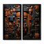 Motif de masques de Kuba africain brun et noir - Masque africain, ensemble d'art mural encadré de personnes brunes