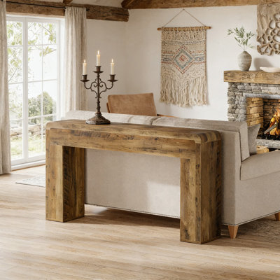 Extra Long Console Table For Behind Couch, Rustic Farmhouse Sofa Table With Spacious Storage For Living Room, Entryway, Or Hallway