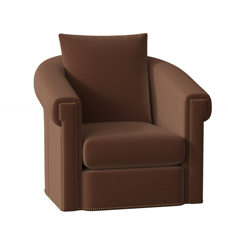 Andre Swivel Armchair, French Natural, Anilina Hunter Genuine Leather