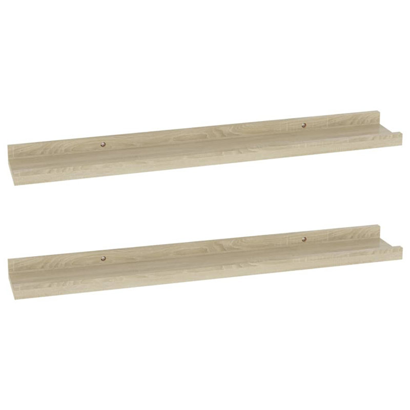 Gracelan 2 Piece Picture Ledge Wall Shelf, 3 cm H x 80 cm W x 9 cm D, Sonoma Oak