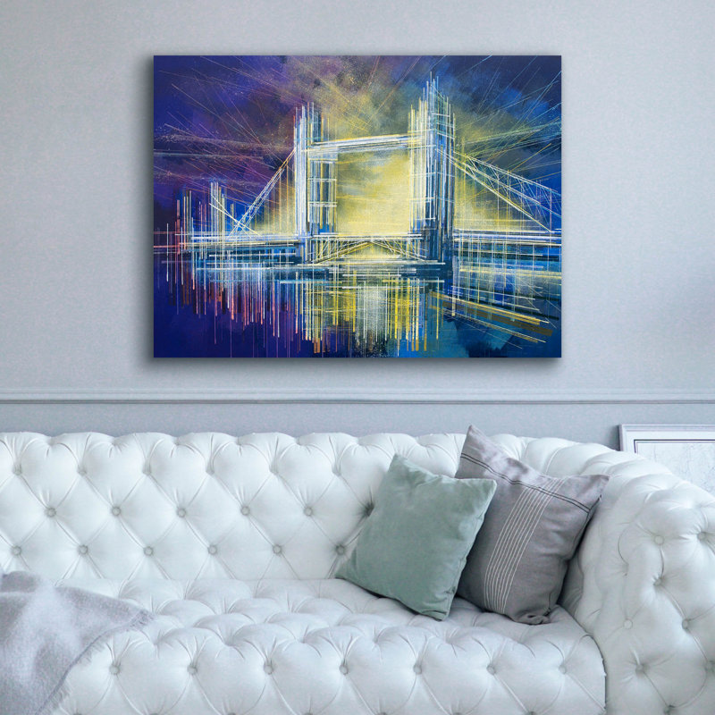 «Tower Bridge At Midnight» par Marc Todd, H 40 po x l 54 po x P 1,5 po