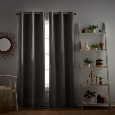 Solid Color Blackout Thermal Grommet Curtain Panel Pair