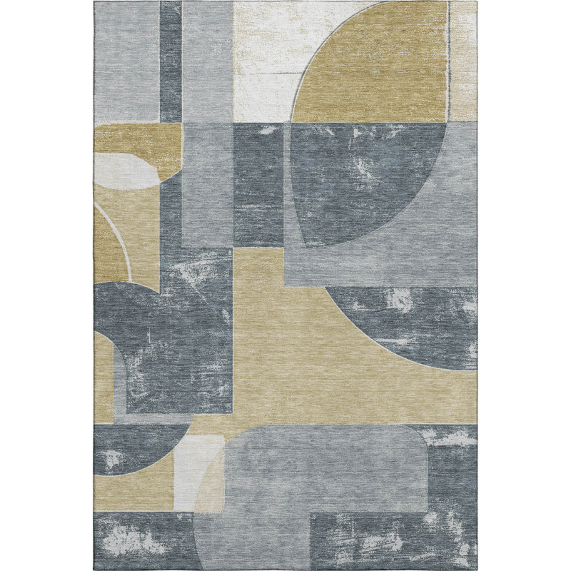Premium Machine Washable Mehara AMF1692 Mid Century Rug, Rectangle 10' x 14'