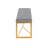 Gold Finished Metal Entryway Bench, 2-Seater Slate Gray Velvet Upholstered Indoor Seating with Geometric Frame