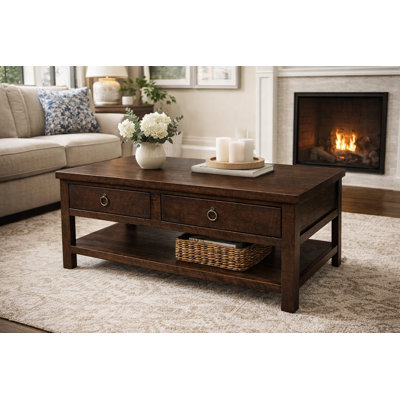 Table basse avec rangement en bois massif Bloomingdale