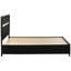 Grand lit à panneau noir avec rangement intégré, détails en cristal et support de matelas direct pour la chambre à coucher, fonction de rangement, tiroirs décoratifs, plateforme à lattes-680137498
