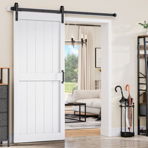 30''/36''/48'' x 84'' Manufactured Wood PVC Paneled Barn Door with Installation Hardware Kit
