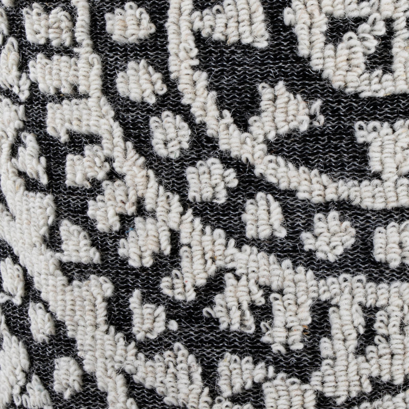 Rangement en laine noire et tissée à la main de 18 po, style noué, couvercle amovible, utilisation intérieure, limite de poids de 250 lb