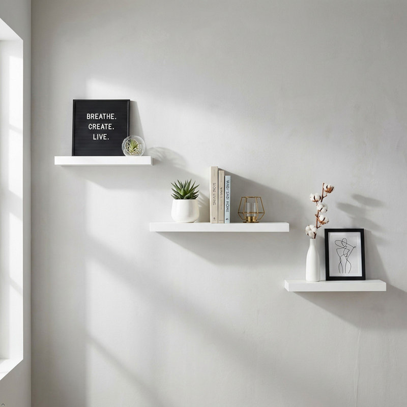 Bovina Floating Shelf, White, 2" H x 9.25" W x 9.25" D