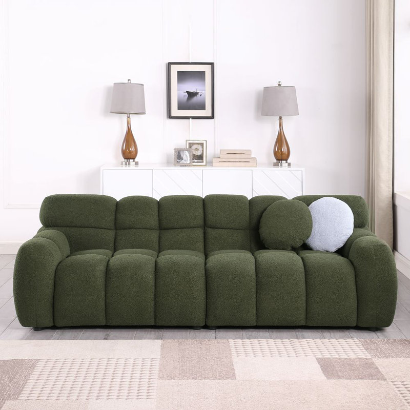 Daviya 86.5" Upholstered Sofa, 28" H x 86.5" W x 36" D, Olive Green