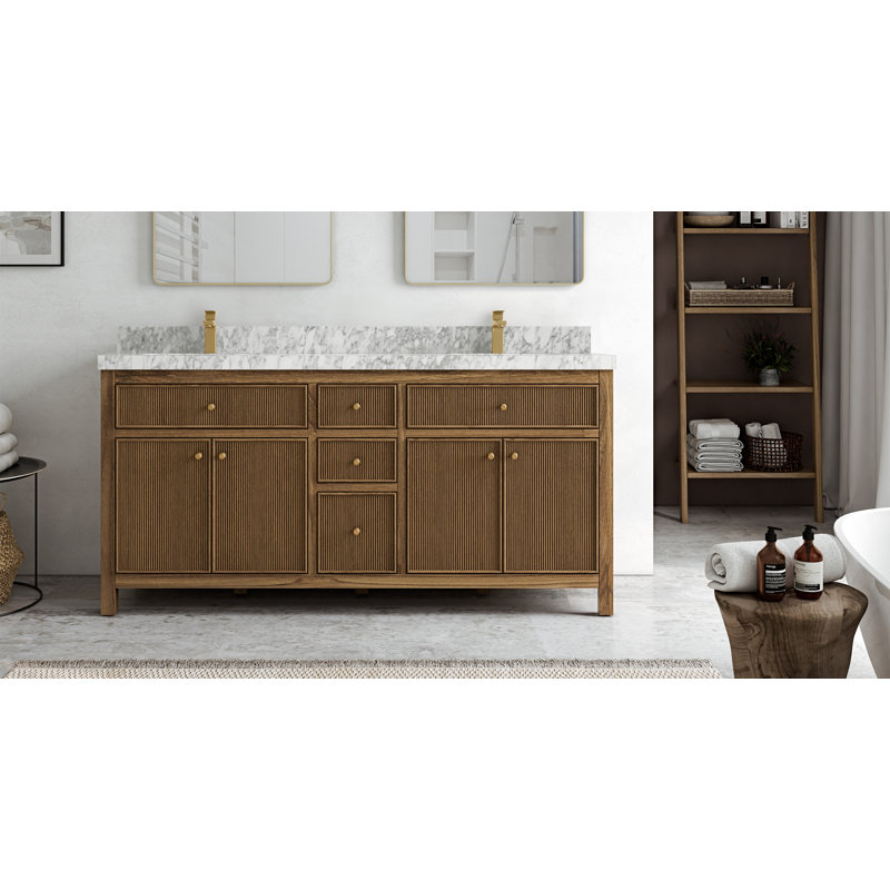 Ensemble de meuble-lavabo double 72 po Sonoma, Gris Piatra, Brun