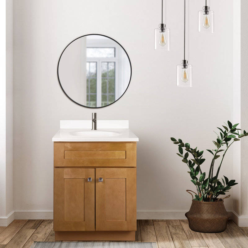 Brookings 25 Inch Bathroom Vanity with Top, Ready to Assemble, Painted Sherwin Williams – Design House, 597567, Brown