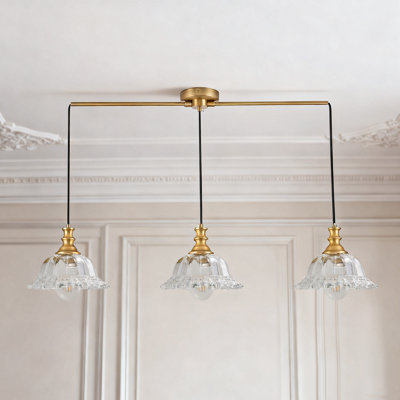 3 Light Pendant Light Fixtures For Kitchen Island  With Glass