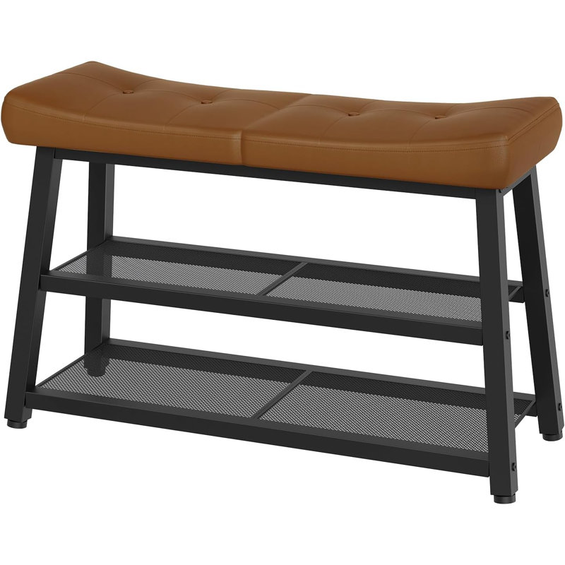 Shoe Bench, 3-Tier Shoe Rack, Entryway Bench With Storage And Cushion, For Hallway, Foyer, Bedroom, Brown