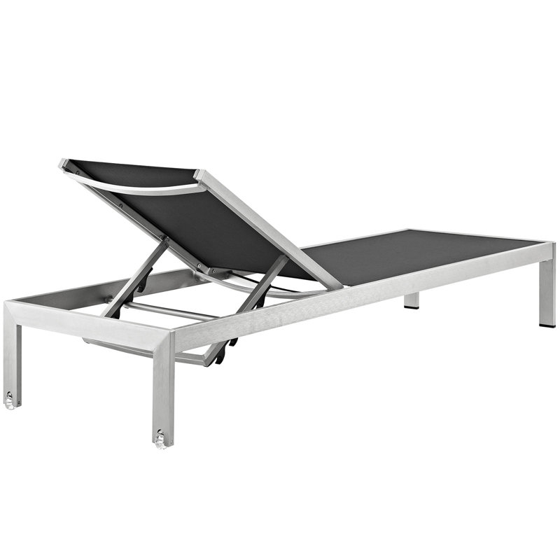 Shore Aluminum Outdoor Chaise and Side Table, Black
