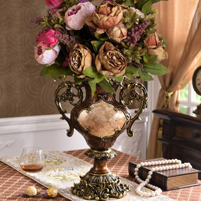 Vase urne en résine rétro avec incrustation de coquillage pour fleurs séchées