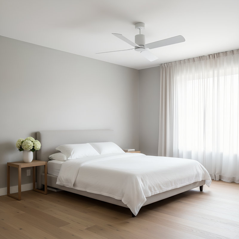 Ventilateur de plafond d'intérieur à DEL avec coupe-fil filetée Cleancut Smart 54 de Visual Comfort Fan, Blanc mat, Blanc mat