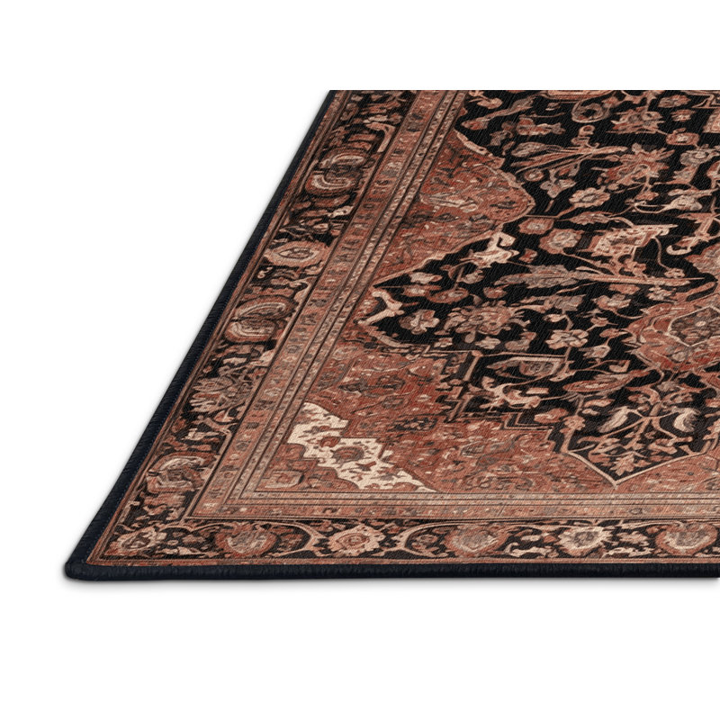 Tapis brun lavable à la machine, Rond 3 pi