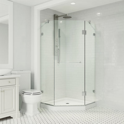 Piedmont 38" W x 38" D x 77" H Hinged Frameless Shower Enclosure with 3/8  Clear Glass&Base