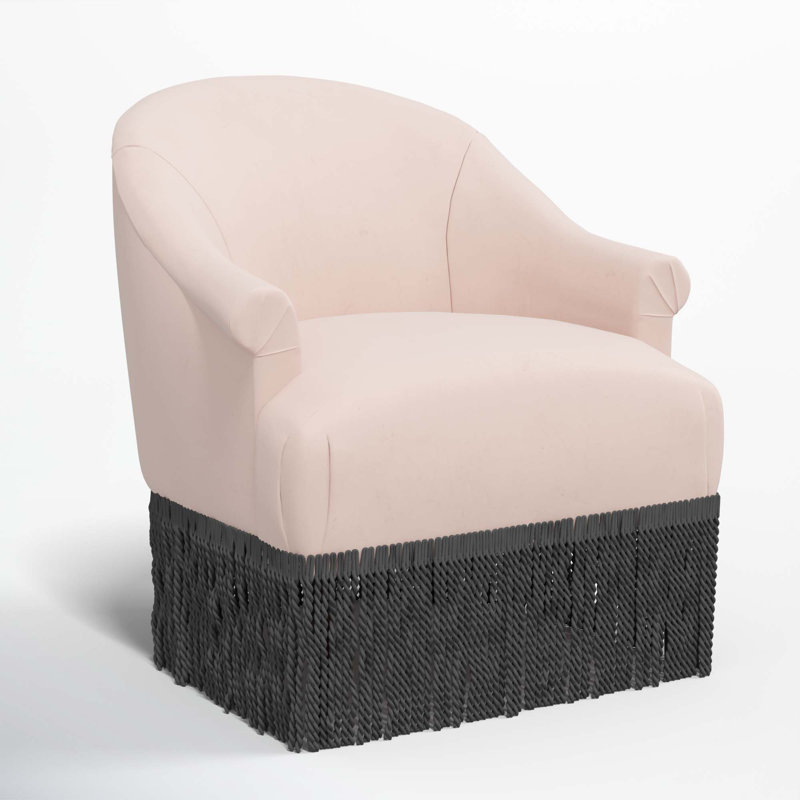 Fauteuil à oreilles Callie, Noir, Velours classique performance rosé
