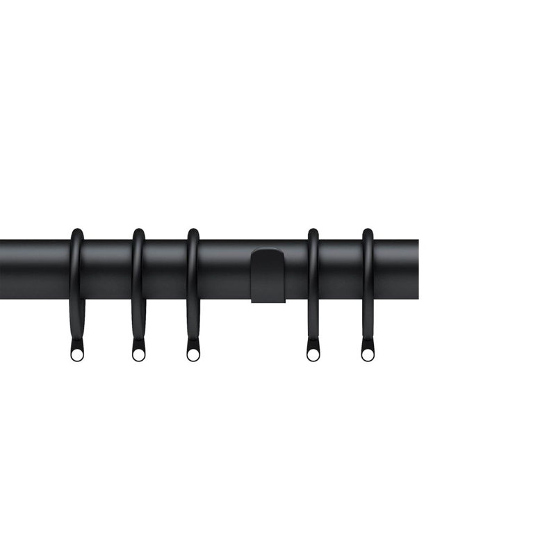 Raigyn 35mm Semi Complete Curtain Pole, 6.5cm H x 200cm W x 13.5cm D, Matte Black