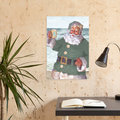 Santa's Beach Visit Whimsical Coastal Art