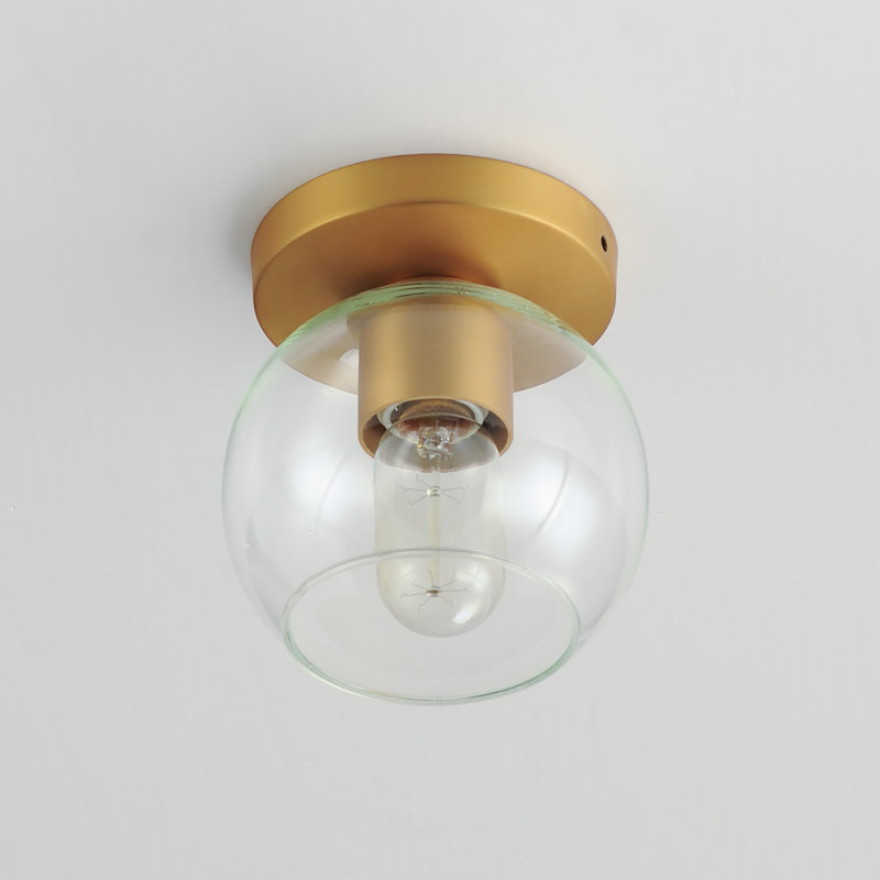 Glass Semi Flush Mount, Natural Aged Brass