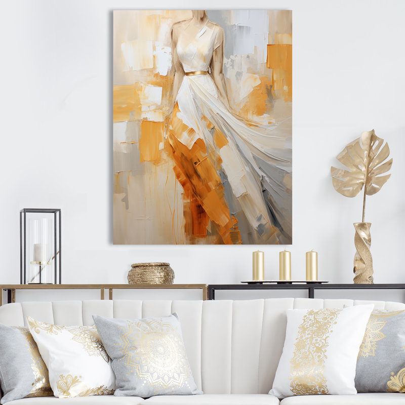 «Glam Orange Beige Collage III», art mural sur toile tendance, H 32 po x l 24 po x P 1 po, Toile tendue