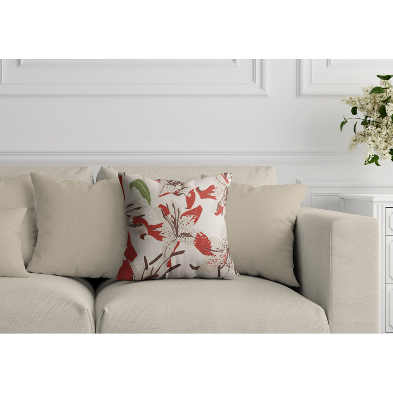 Cybil Outdoor Square Rectangular Pillow Cover & Insert, Red, 19W" x 19H"
