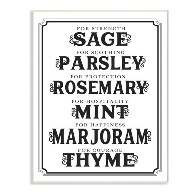 " Sage, Parsley, Rosemary, Mint, Marjoram, Thyme " by Lettered And Lined