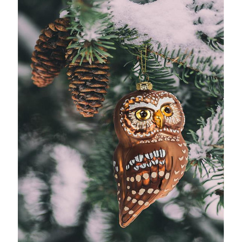 Ornement oiseau hibou fauve