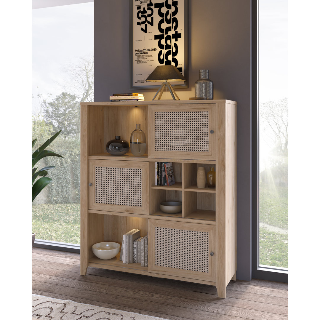 Highboard Cestino 129 cm breit mit vollschiebbaren Fronten