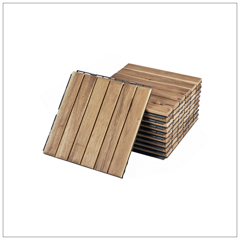 30 tuiles de terrasse emboîtables à motif rayé, 12 /