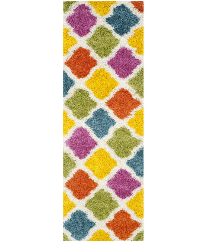 Ivory Performance Geometric Rug, Rectangle 2'3" x 5'