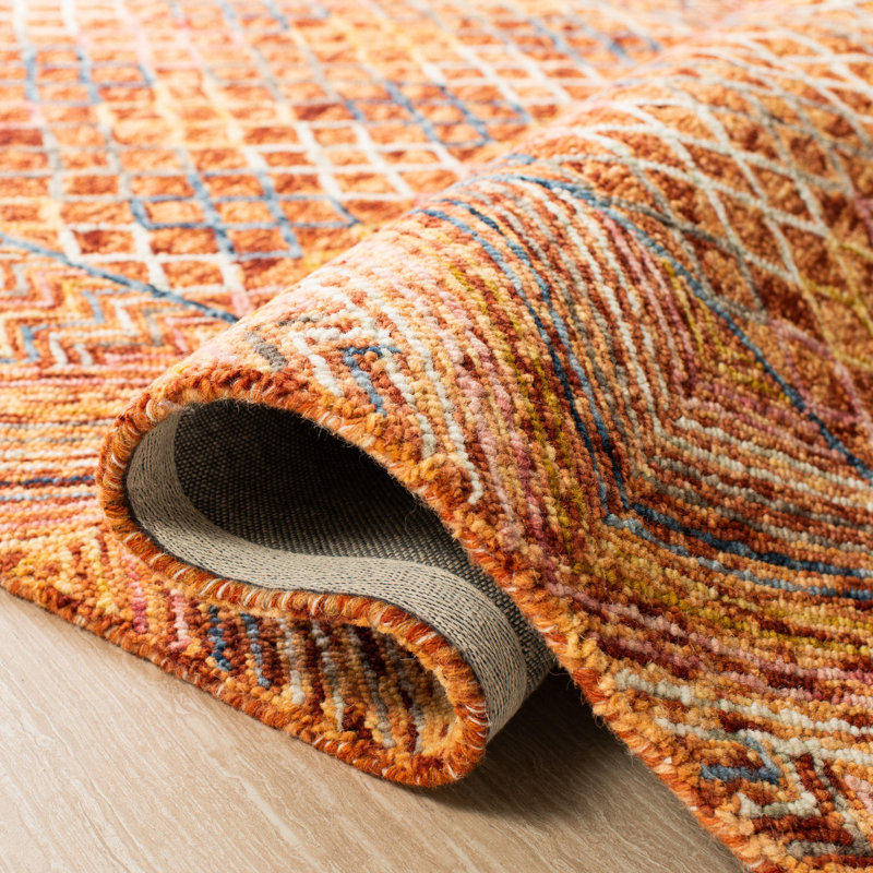 Aspen Red and Gold Geometric Wool 6' x 9' Area Rug